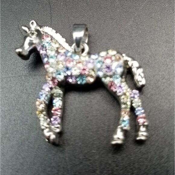 Pastel Swarovski crystal pony necklace pendant. P124 - Picture 1 of 2